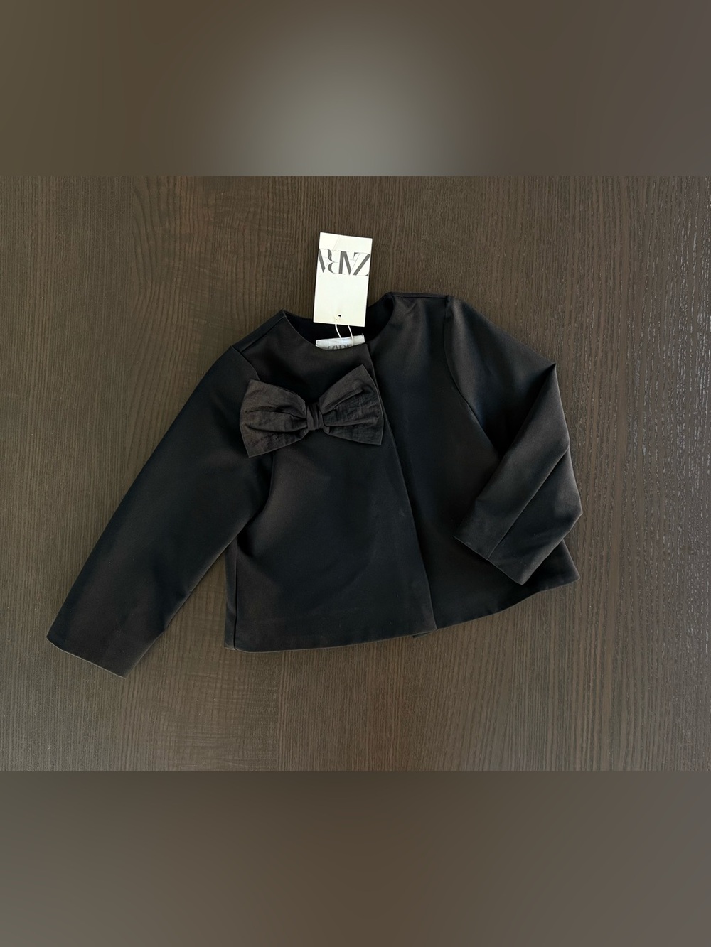 Zara Black Bow-Accent Girls' Jacket